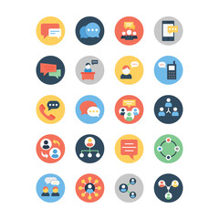 Communication, Chat and Messaging Flat Rounded Vectors 