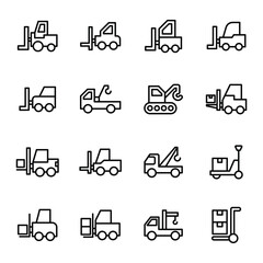 
Forklift Pallet Jack Line Vector Collection
