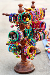 Indian traditional Bangles or bracelets for women. jaipur, Rajasthan India, March 2018. handmade Traditional Indian bangles.