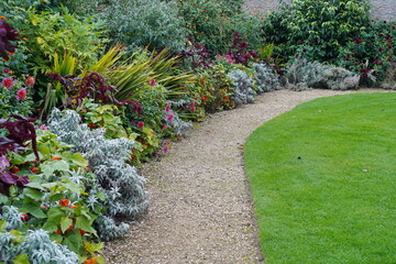 Garden Path, Flower Bed and Lawn
