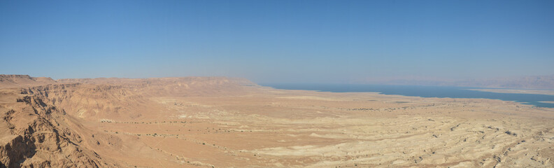 Judean Desert and Dead Sea, panorama.
