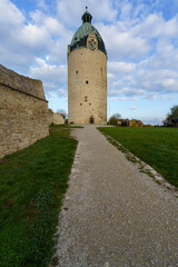 Schloss Neuenburg und Weinberge bei Freyburg, Burgenlandkreis, Sachsen-Anhalt, Deutschland