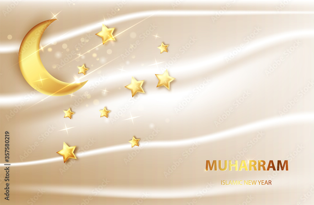 Wall mural happy muharram islamic new hijri year background. islam, muslim religion banner