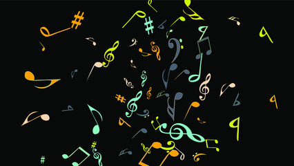 Musical Signs. Modern Background with Notes. Vector Element for Musical Poster, Banner, Advertising, Card. Minimalistic Simple Background.
