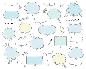 手書きの吹き出しのセット／イラスト／ふきだし