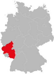 Rhineland-Palatinate state isolated on Germany map. Business concepts and backgrounds.