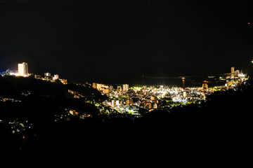 静岡県伊豆スカイライン滝知山展望台の夜景