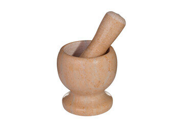 Marble mortar and pestle for grinding spices.