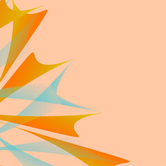 Abstract geometric square background of peach color with figures of orange blue in pastel colors with copy space, cover, notebook album notebook sheet