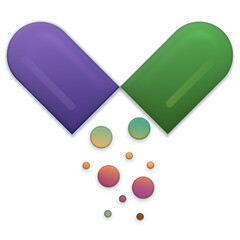 Medikament Kapsel in Zwei Hälften.