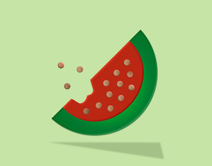 Stück Melone auf Grünem Hintergrund.