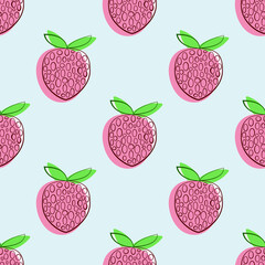 Seamless strawberry berry vector fabric pattern textile ornament background abstract 