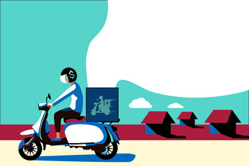 a delivery man on the scooter