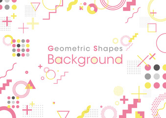 Background composed of geometric shapes. Vector data. Pink and yellow.