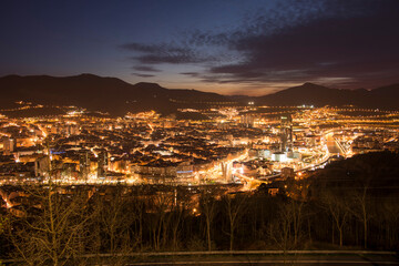 Night view of the city from the Artxanda viewpoint in Bilbao, Biscay, Basque Country, Spain, Europe.