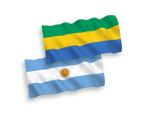 Flags of Gabon and Argentina on a white background