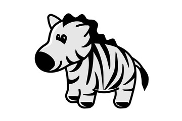 Fototapeta na wymiar Happy zebra flat cartoon vector on white background.