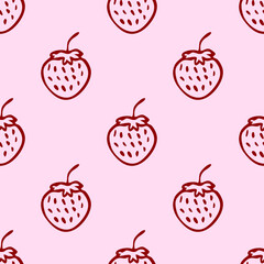 Seamless vector background wallpaper strawberry floral pattern print for kitchen or fabric textile 