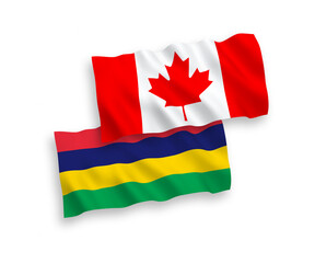 Flags of Canada and Mauritius on a white background