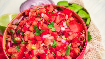 Organic homemade Tomato Salad Mexican food fresh vegan appetizer