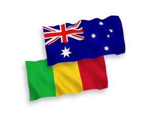 Flags of Australia and Mali on a white background