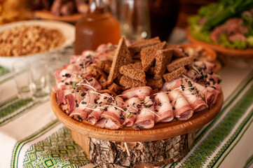 Slicing different varieties of meat