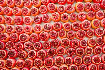 Pomegranates on a market stall in Carmel Market (Tel Aviv, Israel) - 357587044
