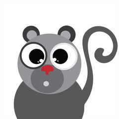 Vector illustration of monkey on white background. Symbol of animal.