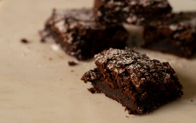 close up chocolate fudge brownie