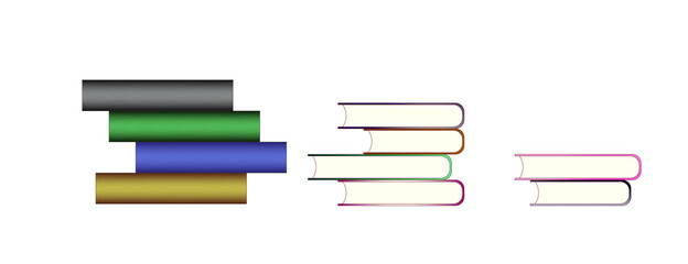 Illustration. a stack of books with multicolored covers lies on the table, isolated on a white background