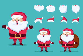 Christmas and New Year icon set. Santa Claus, gift,present. Vector illustration