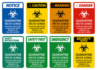 Quarantine Infective Outbreak Sign Isolate on transparent Background,Vector Illustration