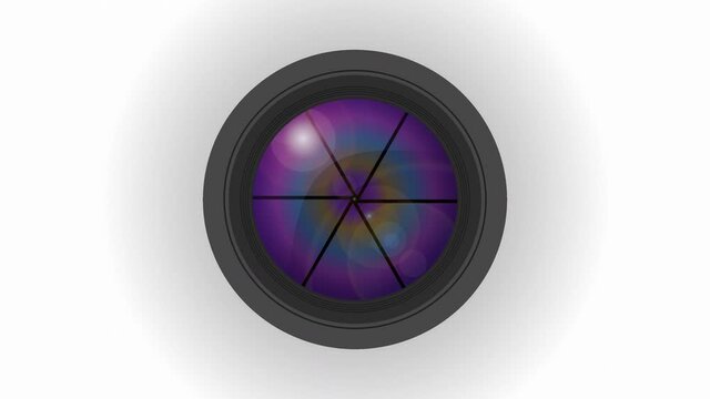 Camera lens aperture opening animation. Camera shutter motion graphic 