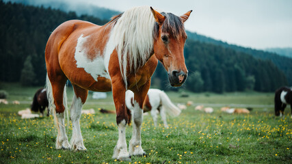 Fototapeta premium cheval brun payolle 3/4
