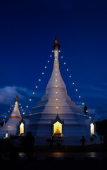 The night light landscape of the white pagoda and people in shadow