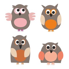 Owls vector illustration isolated on white background
