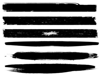 Grunge Paint Roller . Vector brush Stroke . Distressed banner . Black stripes isolated. paintbrush collection . Modern Textured shape . Dry border in Black . Bulge lines