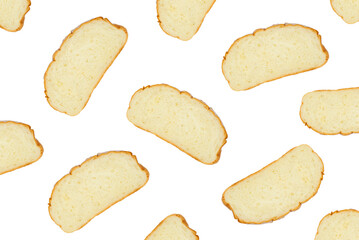 Sliced bread isolated on a white background, Top View.