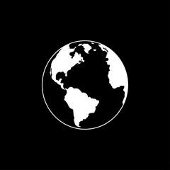 Earth globe symbol on black background. Stock vector image sign. eps ten