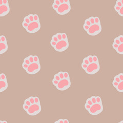 Hand drawn cat footprint  seamless pattern