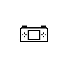 Fototapeta premium Portable video game console in black line style icon, style isolated on white background