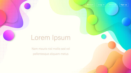 Abstract Colorful Landing Page Template. Wavy Flowing Design Background. Aspect Ratio 16:9. EPS 10 Vector.