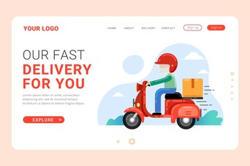 Landing page template delivery order service vector illustration