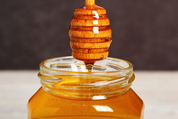 Jar of Honey with Honey Dipper