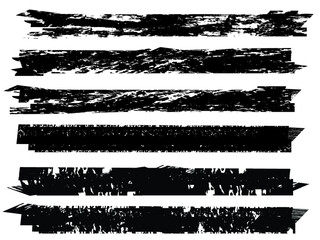 Grunge Paint Roller . Vector brush Stroke . Distressed banner . Black stripes isolated. paintbrush collection . Modern Textured shape . Dry border in Black . Bulge lines