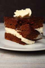 Cream Pie. Chocolate Sponge Cake filled with whipped cream.