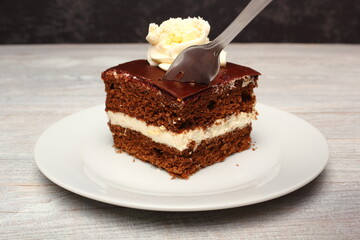 Cream Pie. Chocolate Sponge Cake filled with whipped cream.