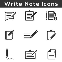 Write a note icon set - (Grey Version)
