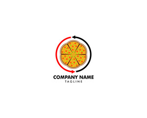 Pizza Logo Design Vector Stock, Pizza Delivery Logo Illustration, Pizza 24 Hours Logo, Pizza Fast Food Sign Icon