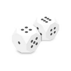 3D white dice, vector illustration.